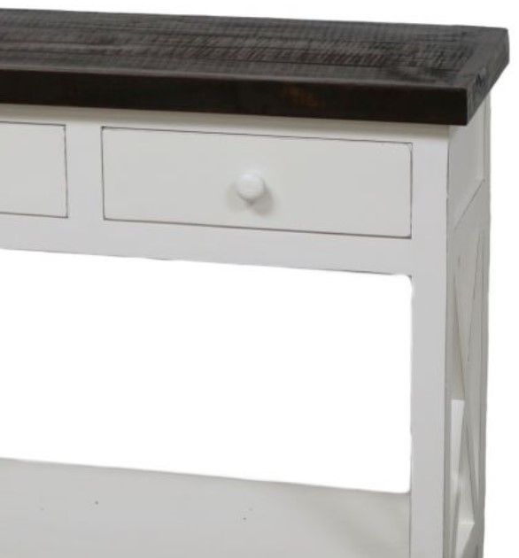 Million Dollar Rustic X Brace Brown/White Sofa Table-1