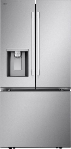 Front view of the LG 33" 24.5 Cu. Ft. PrintProof™ Stainless Steel French Door Refrigerator
