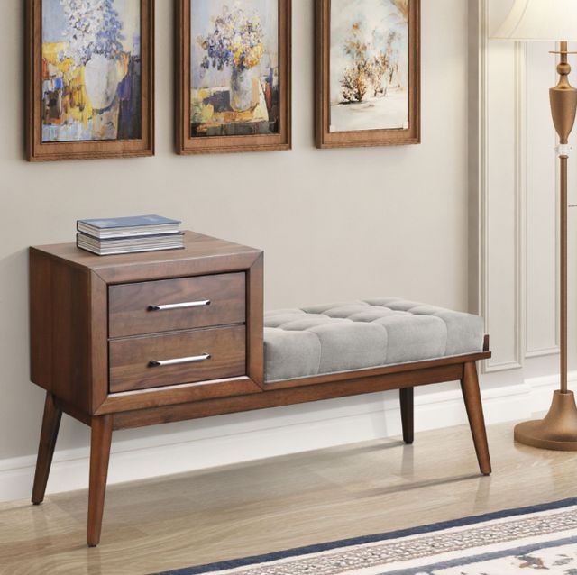 Elements International Malibu Gray/Walnut Bench-1