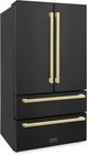 ZLINE Autograph Edition 36" 22.5 Cu. Ft. Fingerprint Resistant Black Stainless Steel Counter Depth French Door Refrigerator with Champagne Bronze Modern Handles-2