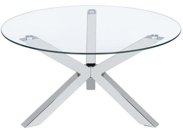 Coaster® Kenzie Tempered Glass Top Coffee Table with Chrome Base-1