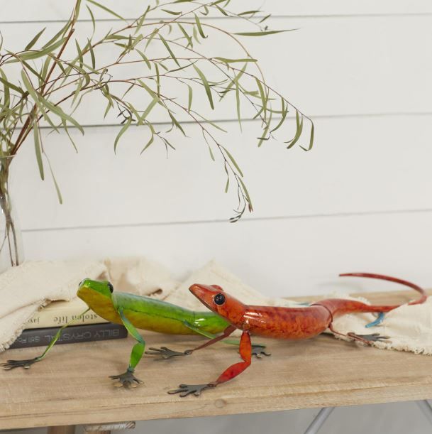Deco Marche 2-Piece Multi-Colored Lizard Decorative Sculpture Set-3