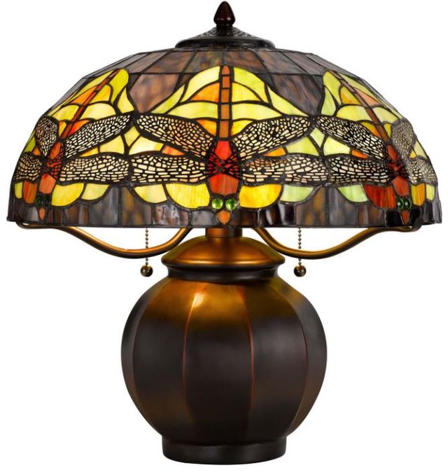Cal® Lighting & Accessories Tiffany Dark Bronze/Yellow Table Lamp-0