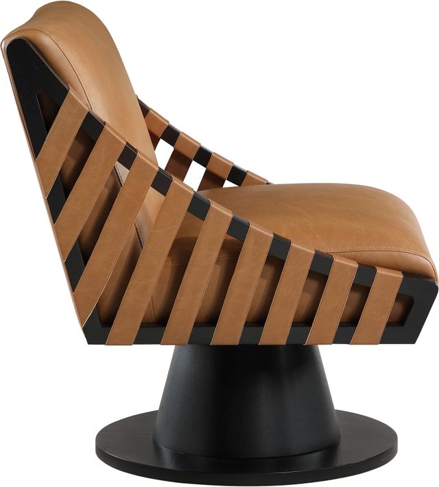 Meridian Furniture Millwin Cognac/Black Vegan Leather Swivel Accent Chair-2