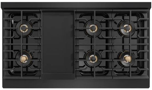 ZLINE Marino 48" Black Stainless Steel Pro Style Dual Fuel Range with 8-Burner DuoPro™ Cooktop and Electric Convection Oven and Polished Gold Accents-4