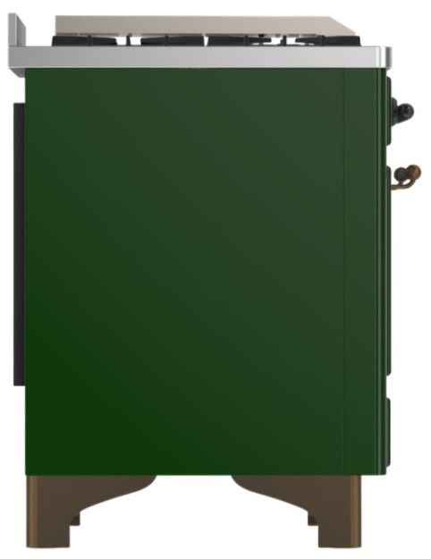 Ilve® Majestic III 60" Emerald Green Pro Style Dual Fuel Natural Gas Range with Solid Door and Burnished Trim-3