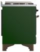 Ilve® Majestic III 60" Emerald Green Pro Style Dual Fuel Natural Gas Range with Solid Door and Burnished Trim-3