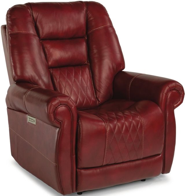 Flexsteel® Maverick Dark Red Power Recliner with Power Headrest and Lumbar-0