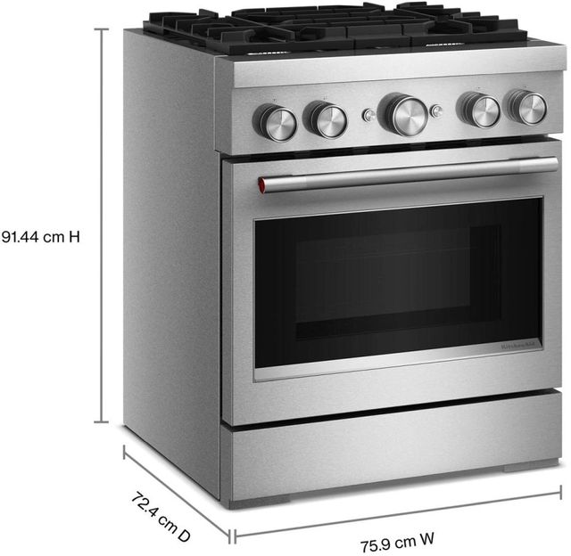 KitchenAid® 30" Stainless Steel 4 Burner Pro Style Dual Fuel Range with No Preheat Air Fry Mode-2