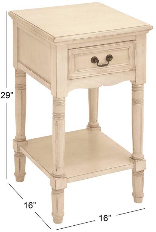 Deco Marche Cream Side End Table with Turned Legs-2