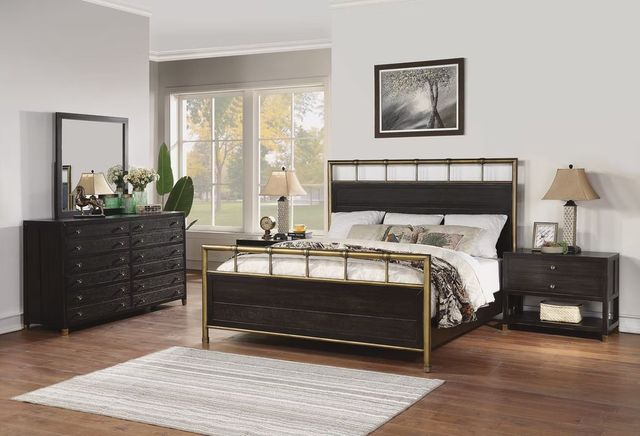 Flexsteel® Cologne Dark Brown/Gold California King Metal Framed Bed-3