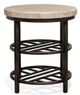 Riverside Furniture Capri Alabaster Travertine Stone Top Round Side Table with Black Base-0