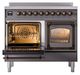 Ilve® Nostalgie II Noblesse 40'' Graphite Matte Pro Style Induction Range with Burnished Trim-3