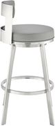 Armen Living Flynn Brushed Stainless Steel/Light Gray Swivel Counter Stool-4