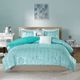 Olliix by Intelligent Design Raina Aqua and Silver King/California King Metallic Printed Comforter Set-0