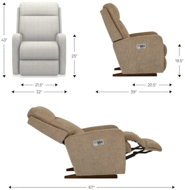 La-Z-Boy® Finley Onyx Leather Power Rocking Recliner with Headrest-2