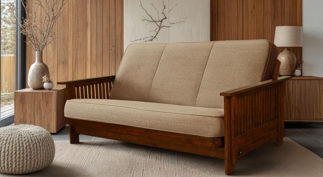 Kodiak Furniture Alexa Black Walnut/Monte Toro Taupestone Full Futon-1