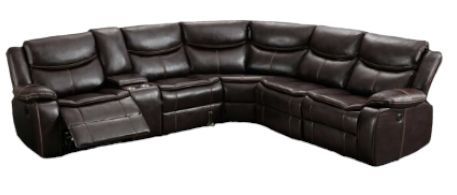 Milton Greens Stars 6-Piece Brown Faux Leather Modular Power Recliner Sectional-0