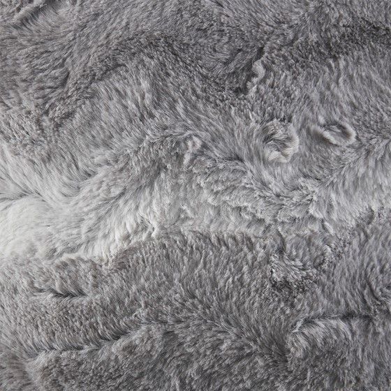 Olliix by Madison Park Zuri Grey 20x20" Polyester Faux Tip Dyed Brushed Long Fur Pillow-1
