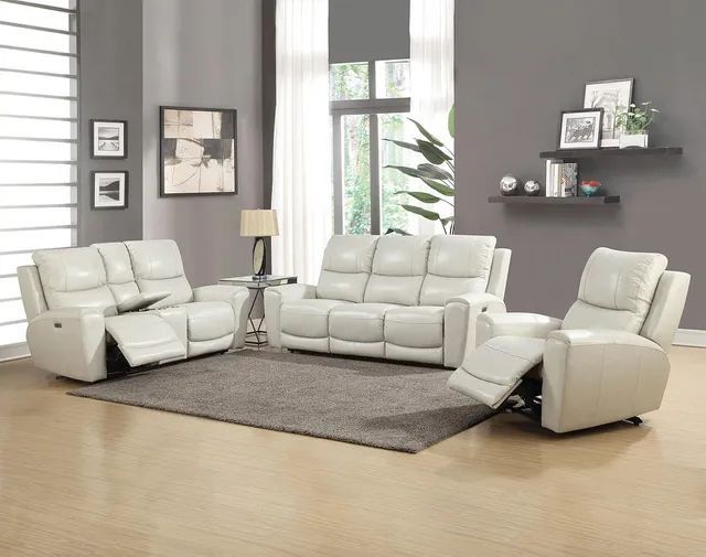 Steve Silver Co. Laurel Ivory Dual Power Reclining Sofa-1