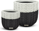 Le Present White and Black 15" Basket Planter-1