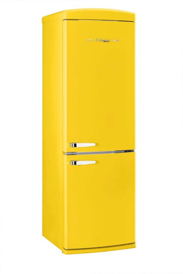 Unique® Appliances Classic Retro 24" 11.7 Cu. Ft. Canary Yellow Counter Depth Bottom Freezer Refrigerator-1