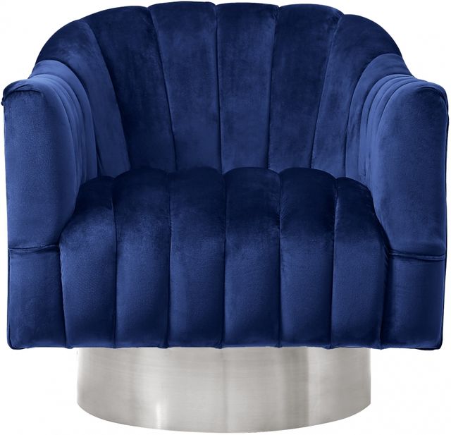 Meridian Furniture Farrah Navy/Chrome Velvet Swivel Chair-1