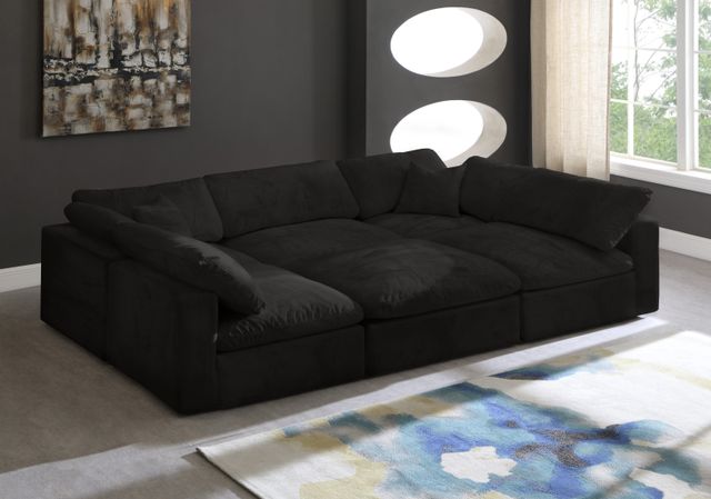 Meridian Furniture Cozy 6-Piece Black Velvet Cloud Modular Sectional-4