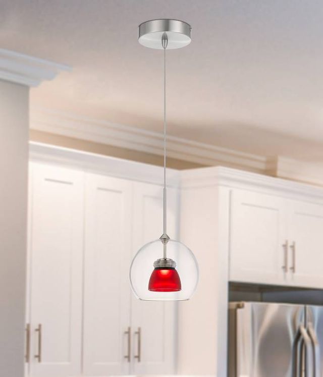 Cal® Lighting & Accessories Frosted Red Mini Pendant-1