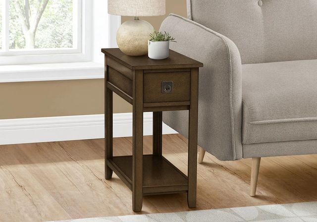 Monarch Specialties Inc. Espresso Veneer Narrow End Table-2