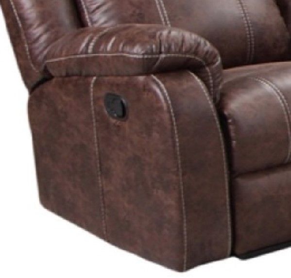 American Wholesale Furniture Gin Rummy Buckskin Manual Double Reclining Console Loveseat-1