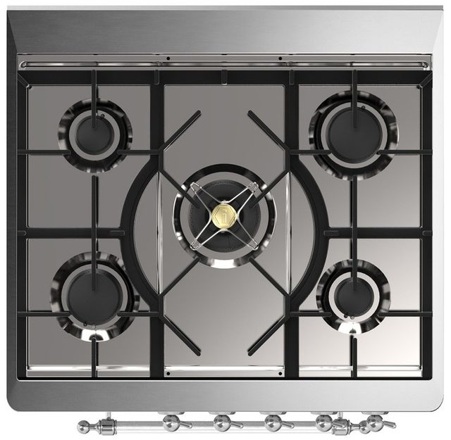 Ilve® Majestic III 30" Custom Pro Style Dual Fuel Liquid Propane Range with Solid Door and Chrome Trim-2