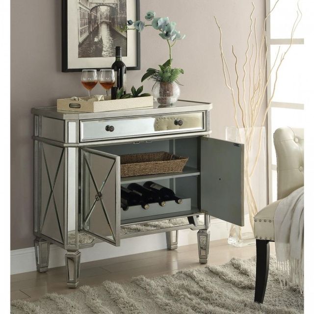 Coaster® Aconitum Clear Mirror 2-Door Wine Cabinet-1