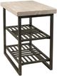 Riverside Furniture Capri Alabaster Travertine Chairside Table with Black Base-0