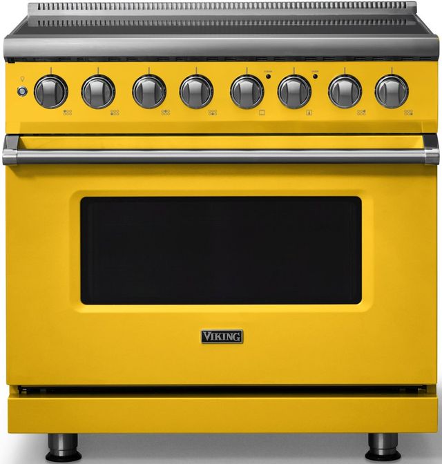 Viking® 5 Series 36" Daffodil Pro Style Induction Range with Polished Chrome Trim-0