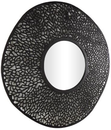 Deco Marche Black Wall Mirror with Lattice Frame-0