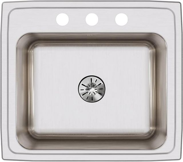Elkay Lustertone® Classic Lustrous Satin 22" x 19-1/2" x 10-1/8" 3-Hole Single Bowl Drop-In Sink with Perfect Drain®-1