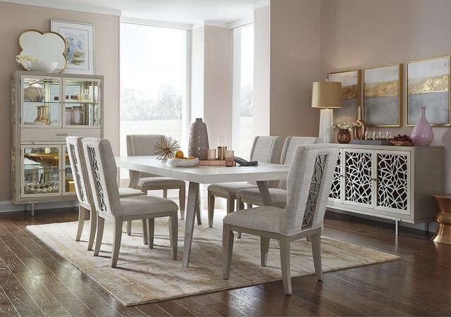 Magnussen Home® Lenox Acadia White/Bronze Glass/Warm Silver Rectangular Dining Table-1