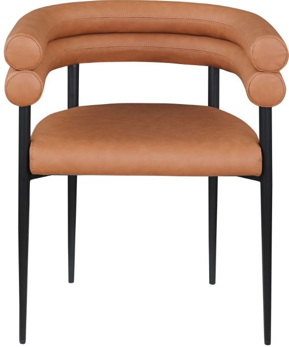Meridian Furniture Lavina Cognac/Black Leather Upholstered Dining Arm Chair-1