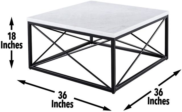 Steve Silver Co. Skyler White Square Cocktail Table with Black Base-2