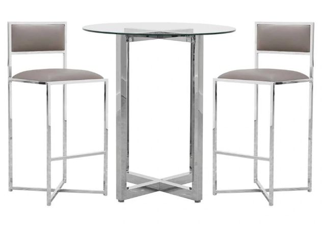 Modus Furniture Amalfi Chrome/Taupe X-Base Bar Stool-4