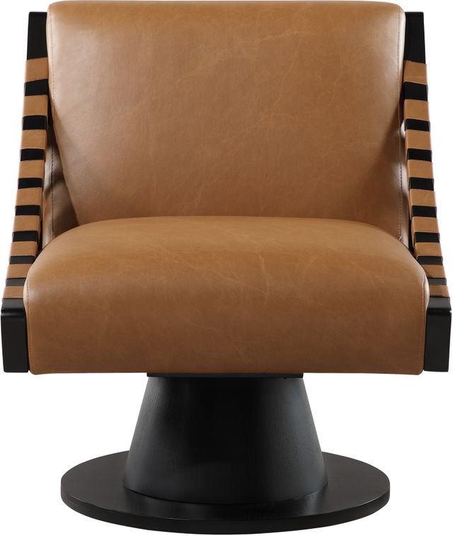 Meridian Furniture Millwin Cognac/Black Vegan Leather Swivel Accent Chair-1