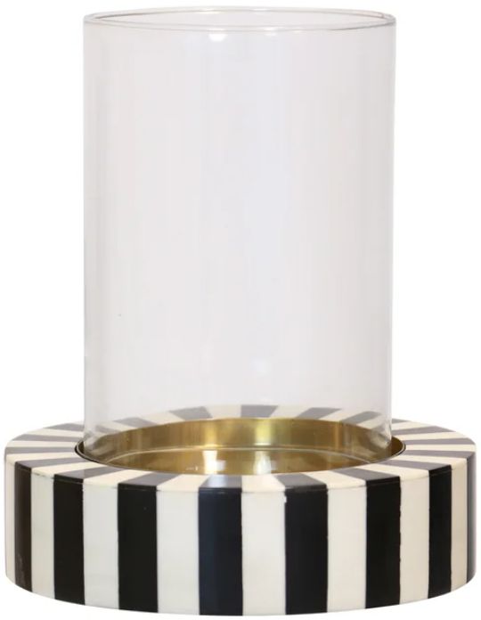 Stylecraft Striped Hurricane Black/White Large Candle Holder-0