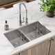 Elkay Crosstown® 3-Piece Polished Satin 33" x 22" x 9" 1-Hole Equal Double Bowl Dual Mount Sink Set with Aqua Divide-2