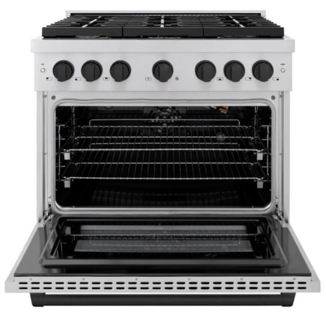 ZLINE Autograph Edition 36" Stainless Steel Pro Style Gas Range with 6 Burner Cooktop and Matte Black Accents-1