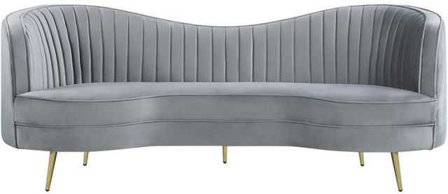 Coaster® Sophia Grey Upholstered Sofa with Camel Back -1