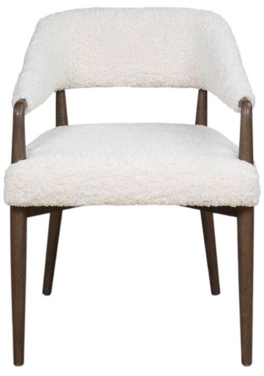 Uttermost® Austell Cream/Walnut Shearling Dining Chair-4