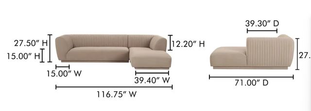 Moe's Home Collection Zandro 2-Piece Beige Right-Arm Facing Sectional and Chaise-3