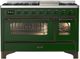Ilve® Majestic III 48" Emerald Green Pro Style Dual Fuel Liquid Propane Range with Triple Glass Door and Burnished Trim-0