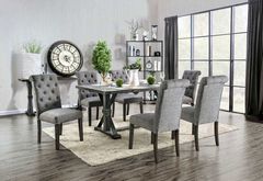 Furniture of America® Alfred 7-Piece Antique Black Dining Table Set with Gray Side Chair
